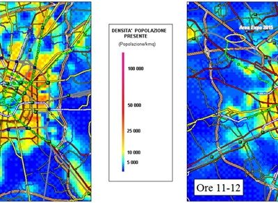 Ricostruzione oraria della mobilità urbana per densità di popolazione presente